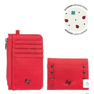 Lug Slide & Walkover RFID Wallet Set in Brushed Poppy NWT 🐞